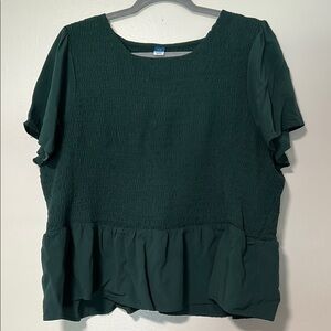 Old Navy Dark Green Peplum Boxy Blouse